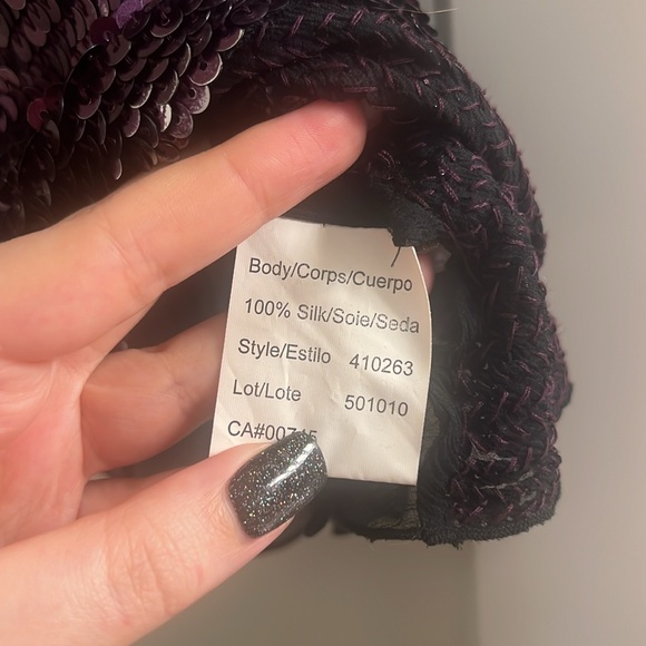 Citrine black and purple sequin silk top - Picture 5 of 7